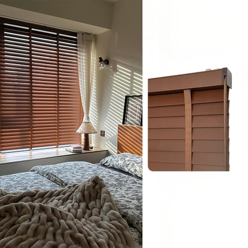 Persiana De Madera, Estores Venecianas 60/70/80/100/110/120 Cm, Persianas Enrollables Opacas Y De Privacidad, Minipersianas Inalámbricas con Filtro De Luz para Ventanas De Interior(Walnut)