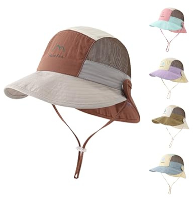 XBSCDA Toddler Baby Sun Hat Detachable Neck Flap UV Protection Breathable Hat Cap for Boys Girls Hiking Outdoor Play Age 1-6