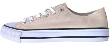 P&L ITALY COLLECTION Scarpe da donna in tela bianca con punta in gomma, beige, 39 EU