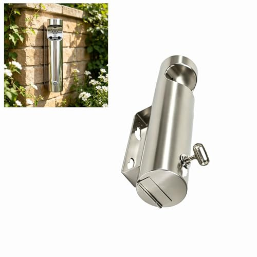 Cigarettbehållare, väggmonterat askfat i rostfritt stål för utomhusbruk, nyckeltömning, hållbar bortskaffande lösning för barer och uteplatser, elegant cylinderdesign