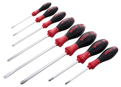 Wiha 30298 8-Piece Slotted and Phillips Screwdriver Set with Soft Finish Handles