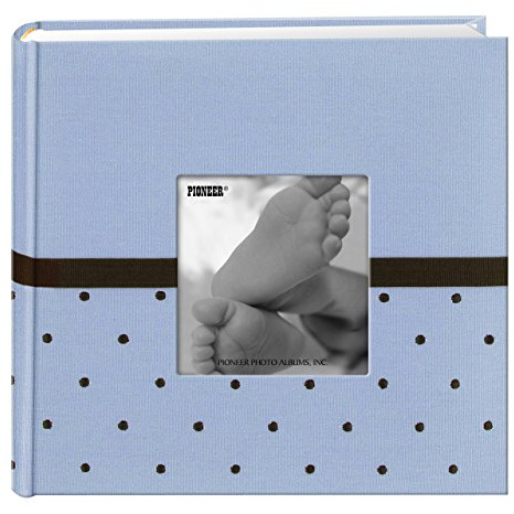 Pioneer Embroidered 200 Pocket Frame Fabric Cover Photo Album, Baby Blue