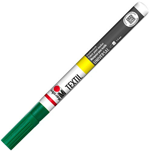 Marabu 01160003067 - Textil Painter saftgrün 067, Strichstärke ca. 1 - 2 mm, Stoffmalstift für helle Stoffe, auf Wasserbasis, weicher Griff, waschbeständig bis 60°C, lichtecht, einfache Anwendung
