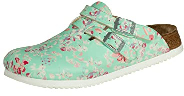 Birkenstock 101666 Kay SL BF Women Work-Clogs - Super Outsole - Open Heel Area - Flower Mint - Size L11