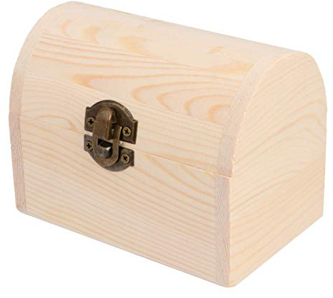 Wooden Storage Chest Unfinished Wood Jewelry Box Wooden Box with Lid and Locking Clasp DIY Craft Storage Case for Jewelry Home Wedding Centerpiece Decoration (Arch) Unfinished Wood