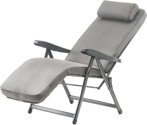 Tomaino - Sedia Sdraio Imbottita Per Interno ed Esterno - Poltrona Reclinabile Per un Perfetto Relax - Comoda e Pieghevole Ideale in Casa, Giardino, Terrazzo (Automatica, Grigio)