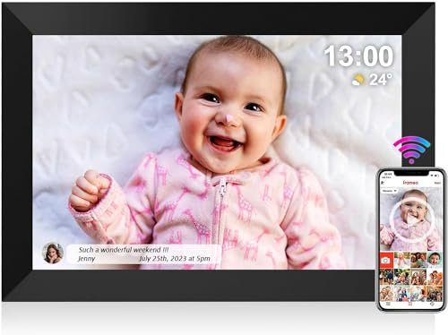 Marco Digital, UCMDA WiFi Frame Marco de Fotos Digital Cloud 10 Pulgadas con Pantalla Táctil FHD IPS 1280x800 32GB Rotación Automática Smart Marco, Comparta Imagen y Videos a Través de la Aplicación