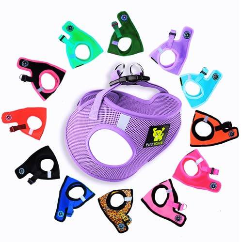 EcoBark Premium Quality Step in Dog Harness - Teacup Dog Harnesses - Perfect Puppy Harness - Luxury Soft Mesh Step in Vest - No Pull Mini Body Halter - Toy Breed Harnesses (XXXS, Lavender)