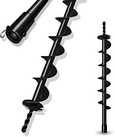 LONGRUN Broca de barrena de tierra con 20 mm Cabeza del eje interior Excavadora de postes, Barrenas espirales sólidas para excavadoras de agujeros para cercas-7,5cm x 80cm