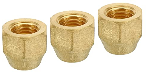 sourcing map Laiton Flare Bouchon, 1/4 Flare Femelle Flare Tube Raccord Écrou Connecteur Adaptateur pour HVAC Climatisateur, Paquet de 3