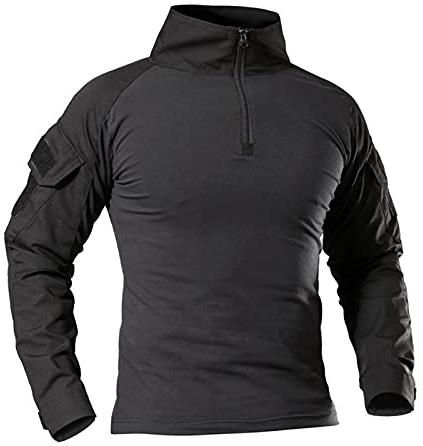 AMhomely Mens Tactical Shirt Long Sleeve Turtleneck Camouflage Tops Plus Size Combat Shirt Multicam Military T Shirts Zipper Camo Pullover Tops Outdoor Uniform Airsoft Hunting Woodland