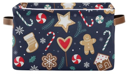 Mnsruu Cesto portaoggetti per scaffali, scatole di pan di zenzero e dolci con manici, grandi contenitori per armadio