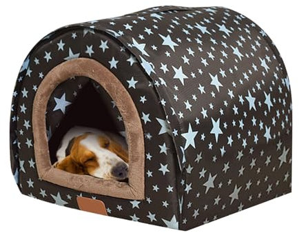 Fulenyi Casa de perro cálida para interiores | Caseta de invierno para perros, puerta de tela extraíble, flexible, casa de invierno para mascotas para clima frío, lavable