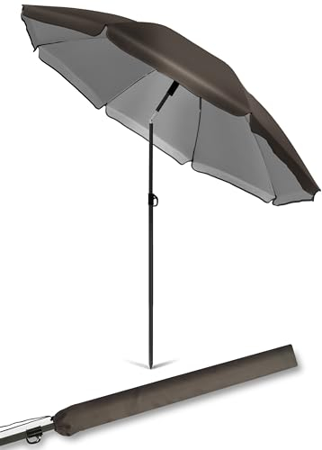4smile Sonnenschirm Balkon + Sonnenschirmhülle im SET - UV 50+ Strandschirm 180 cm, Fb. Taupe - Balkonschirm mit Knickfunktion, Gartenschirm, Sonnenschirm Strand