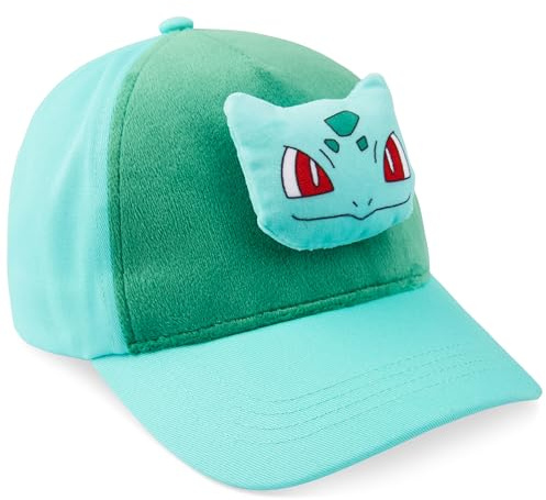 Pokémon Gorra Niño 3D Pikachu o Bulbasaur, Anime Gorras Infantiles Ajustable con Personaje de Peluche, Regalo para Niños (4-12 Años, Verde Bulbasaur)