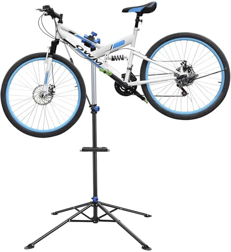Yaheetech Bicycle Repair Stand Bike Workstand, Adjustable Cycle Maintenance Tool, Foldable Bike Rack Mountain Bicycle Workshop Stand, Max Load 30kg, Height 1.08-1.9 m