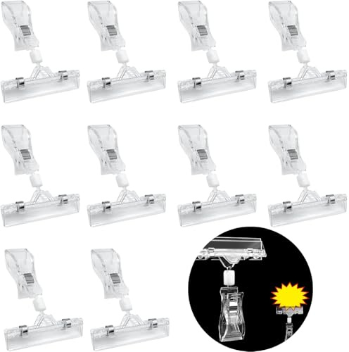 SHSHbuy Clip de Letrero,10 Piezas Clips Giratorios de Plástico de Etiqueta,Portaprecios,Etiqueta Mercancía Clip Soporte de Mercancía Publicidad para Supermercados,Hogares,Oficinas