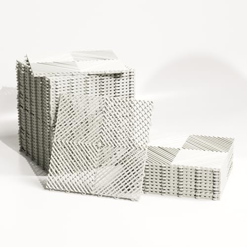 MISTER TILE Set di 25 lastre per garage in PVC Clipsable 40 x 40 x 1,8 cm, bianco (4 m²), piastrelle traforate resistenti, antiscivolo e drenanti, rivestimenti per pavimenti esterni, terrazza spa