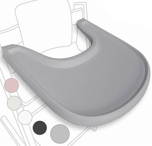 Bandeja para tronas altas compatible con la silla Stokke Tripp Trapp, diseño ergonómico curvado, Gris mate, sin BPA, fácil de montar, no compatible con platos de succión