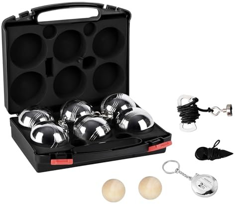 Gravurmaster Boule Set personalisiert Boccia Kugeln mit Wunschtext & Logo durch Lasergravur, 6er Boule Kugeln mit Gravur 73mm/ 720g Pro Kugel, Boules/Petanque Set für 2 Spieler, SerieC