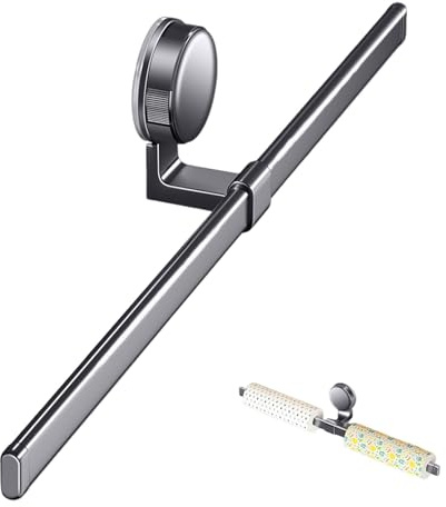 Portasciugamani con – portasciugamani montato a parete, asta doccia rimovibile | Nessuna foratura, portasciugamani da bagno con , supporto slipper, portasciugamani regolabile con