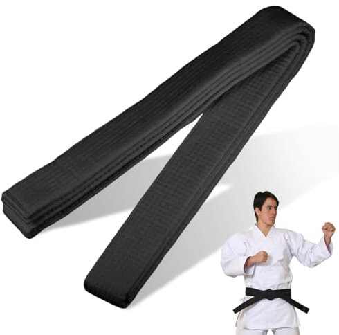 JAWUZ 260cm Judo gürtel Judo Karate Gürtel Belt Kampfkunst Karate Judo Baumwolle Taekwondo Belts Professioneller Karate Aikido Belt für Kinder Erwachsene Kampfsportgürtel（Schwarz）