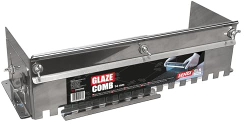 Cazzuola dentata estensibile regolabile - Slider per malta cassetto piatto pettine scatola pallet per posa di piastrelle lastre spatola dentata estensibile 12 mm (SENDI GLAZE COMB 14 mm)