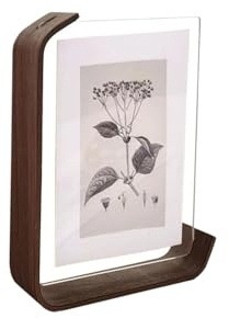 Jilskl Cornice Doppia, Cornice Rustica a Doppio Vetro, Cornice Foto a Doppia Faccia, 14 x 21 cm, Base Unica a Forma Di L con Foglio Permeabile Aggreko (Orizzontale + Verticale), Marrone
