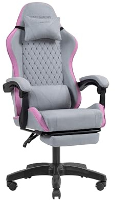 Mars Gaming MGC-X, Silla Gaming Ergonómica, Tejido Transpirable, Respaldo Reclinable y Altura Regulable, Reposabrazos Dinámico, Cojín Cervical y Lumbar, Silla Oficina con Reposapiés Extensible, Rosa