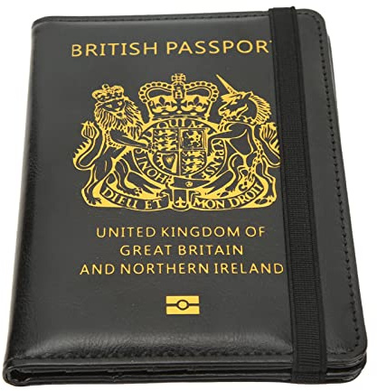 Pssopp Porta di Copertura del Passaporto in Pelle Britannica PU, Portafoglio di Carta CDC ID Anti-magnetica, Copertura per Passaporto in Pelle Sicurezza Black Travel Certificate Borse per lo