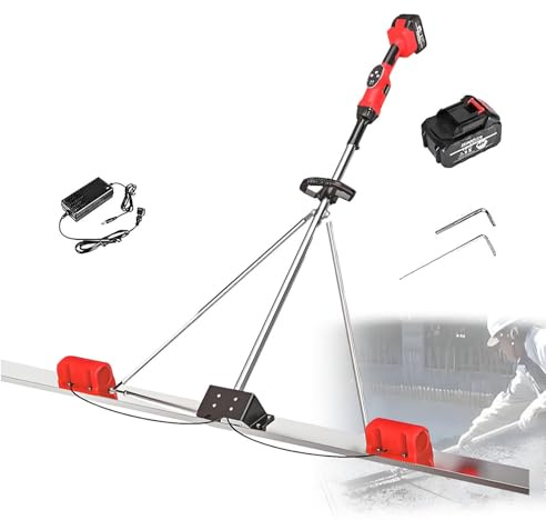 Kit vibrante per massetto in calcestruzzo elettrico senza fili, bordo dritto in acciaio inossidabile per un livellamento efficiente, 9 velocità, doppio motore, 3000-6000 giri/min 1.5m-1*battery