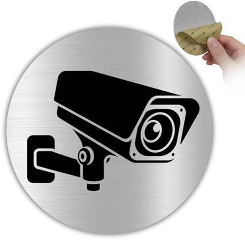 LEIASA | Skylt videoövervakning – 10 x 10 cm – aluminium silver – varningsskylt, övervakningskamera – klistermärke säkerhet – kvadratisk – robust – väderbeständig – grosor 0,8 mm – (videosignal