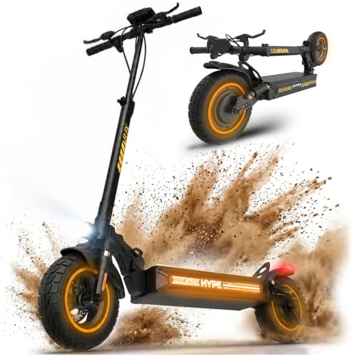 Heyscooter Electric Scooter for Adults, 10 Off-Road Vacuum Tires, 500W Motor, 48V 10Ah Battery 40 km Range, Adjustable Speed, Dual Suspension Folding E-Scooter with Dual Brakes & App Control