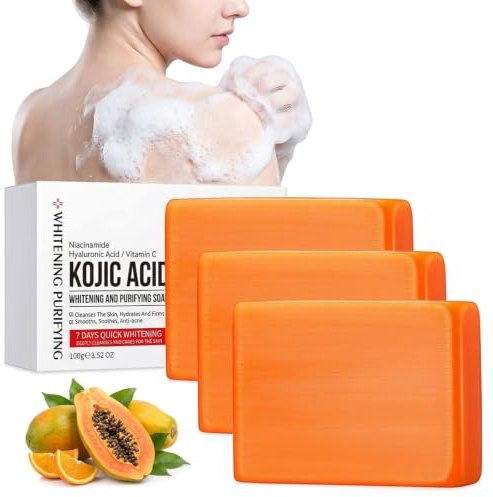 Jabón Kaki, juego de 3 jabones naturales para limpieza diaria, jabón sólido para cara y ducha, jabón de caqui con red de espuma, 100 g