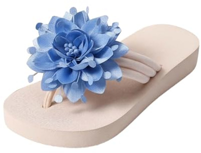 QTANZIQI Sandalias Planas para Mujer - Zapatos de Verano cómodos y livianos para Uso en casa de Playa con Separador de Dedos