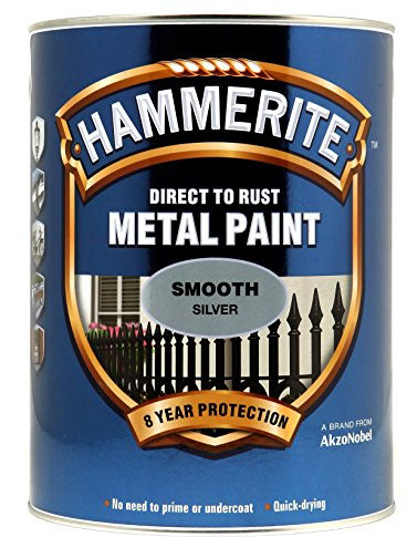 Hammerite Smooth Direct To Rust Metal Paint Silver 5L