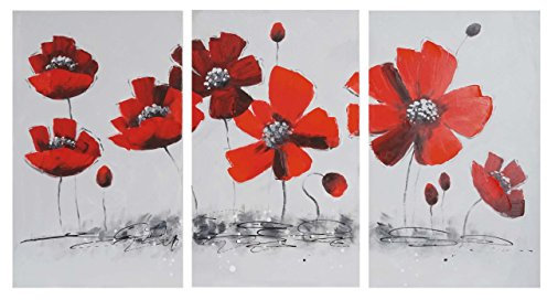 Pintura al óleo de amapolas, Cuadro Decoracion, 100% pintado pared Imagen Gemälde XL, 165 x 90 cm