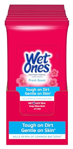 Wet Ones Antibacterial Hand Wipes, Fresh Scent, 20 Wipes (Pack of 10)