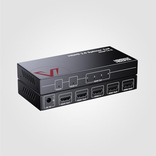 AV Access 1 in 4 Out UHD 4K@60Hz 1080p@120Hz HDMI 2.0 Splitter with Auto Downscaling,18Gbps Zero Latency, 1×4 4K HDMI Splitter with HDR10 & 3D, HD Lossless Audio, HDCP 2.2, Auto EDID Management