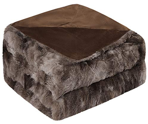 PiccoCasa Soft Faux Fur Blanket Throw - Reversible Tie-dye Luxury Shaggy Throw Blanket for Sofa, Couch and Bed - Plush Fluffy Fleece Blankets As Gifts 130 x 150 Cm, Brown