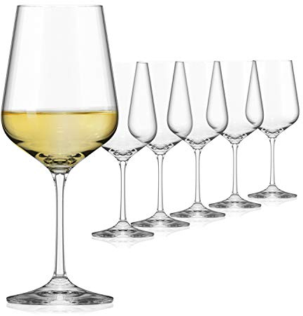 Sahm Weingläser Weisswein Set (6 STK) - 360 ml Weissweingläser - Spülmaschinengeeignet - Langlebiges Weingläser Set Weisswein