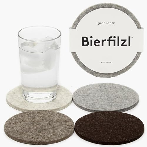 Graf Lantz - Bierfilzl Merino Wool Round Coasters Set of 4 - Earth (4 Circles) - Absorbs 30% of Weight - German Wool - Heat Resistant, Sustainable, & Reusable - Home Decor & Coffee Table Decor