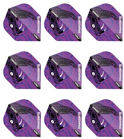 RED DRAGON Vols de fléchettes Snakebite Ionic tête de Serpent Violette -3 Ensembles par Paquet (9 Vols de fléchettes au Total)