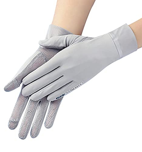 Women UV Mesh Sun Gloves Anti-skid Driving Gloves Touch Screen Gloves Summer Cool Sun Protection Cycling Riding Gloves Breathable Full Finger Sunblock Gloves Outdoor Sunscreen Gloves for Women Girls
