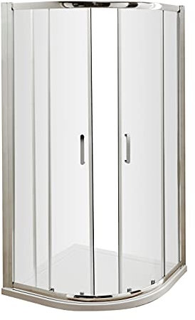 nuie AQU8H3 Pacific Modern Bathroom Easyfit Quadrant Shower Enclosure with Sliding Doors, 6mm Toughened Safety Glass and Round D-Handle, 800mm, Polished Chrome, 800 x 800mm