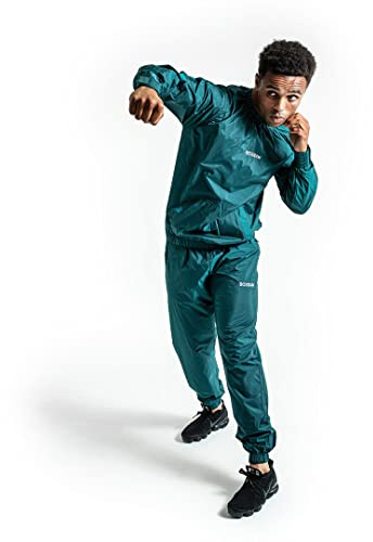 BOXRAW Hagler Sauna Suit 1.0 - Green - 2XL - Sweat Suit for Boxing & MMA - Top & Bottoms - Professional Non Rip Weight Loss Training Gear - Multiple World Champion Tested & Waterproof Zipped Pockets