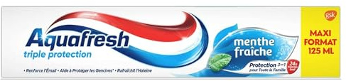 Aquafresh Dentifricio Tripla Protezione Menta Fresca, Per Denti Forti e Alito Fresco, Maxi Formato 125ml