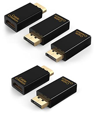 CableCreation Active DisplayPort to HDMI Adapter 5 Pack, 1080P Gold Plated DP to HDMI Adapter (Male to Female) 1.3V, Uni-Directional Display Port to HDMI Adapter