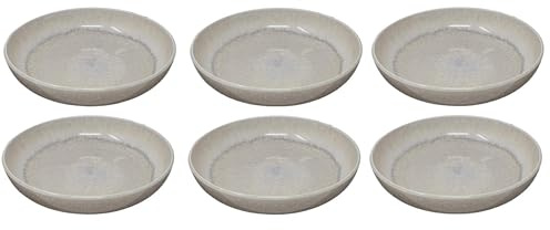 Villeroy & Boch like. by Perlemor Sand Pastaschale 6er Set, 22 cm, Suppenschalen im Pottery Look mit Effektglasur, Premium Porzellan