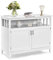 COSTWAY Sideboard, Küchenschrank, Aufbewahrungsschrank mit 2 Türen und verstellbarem Regal, Buffetschrank für Wohnzimmer, Esszimmer, Weiß, 114 x 51 x 91 cm